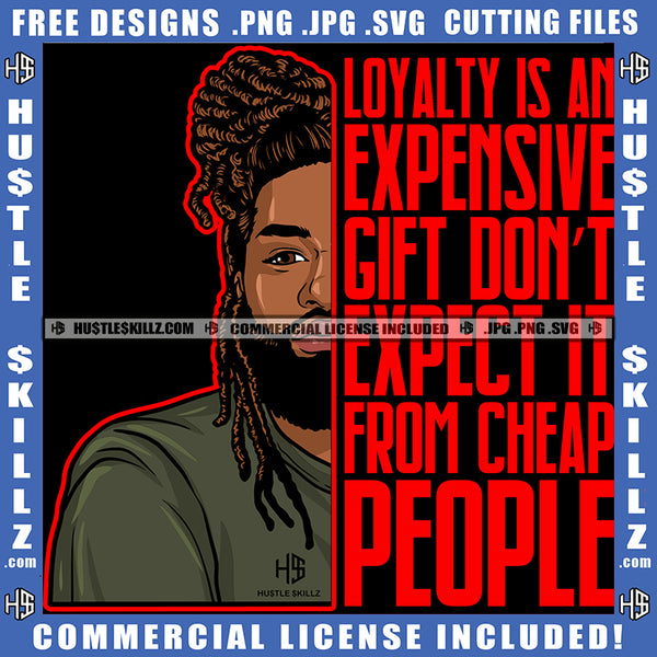 Afro Man Half Face Life Quote Good Looking Bearded Dreadlock Bun Hairstyle Logo Hustle Skillz SVG PNG JPG Vector Cut Files Silhouette Cricut