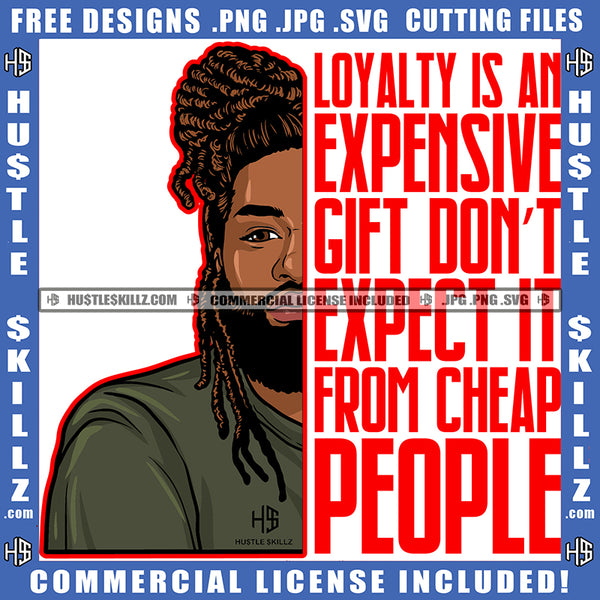 Afro Man Half Face Life Quote Good Looking Bearded Dreadlock Bun Hairstyle Logo Hustle Skillz SVG PNG JPG Vector Cut Files Silhouette Cricut
