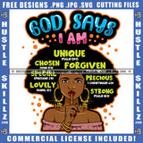 Afro Lola God Quotes God Is Great Silent Woman Dreadlocks Hair Style Logo Hustle Skillz SVG PNG JPG Vector Cut Files Silhouette Cricut