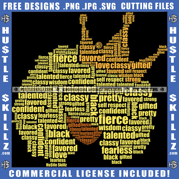 Text Design Woman Queen Hair Style Logo Hustle Skillz SVG PNG JPG Vector Cut Files Silhouette Cricut