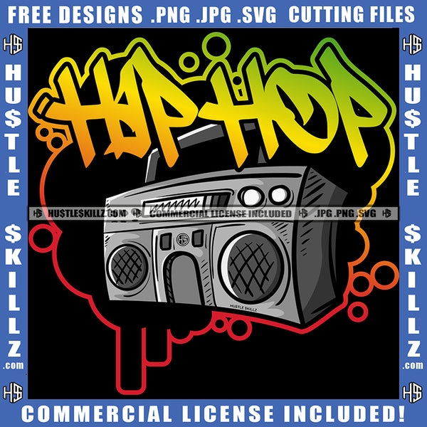 Hip Hop Graffiti Gray Boom Box Music Brick Wall Paint Spray Paint Artist Song SLogo Hustle Skillz SVG PNG JPG Vector Cut Files Silhouette Cricut