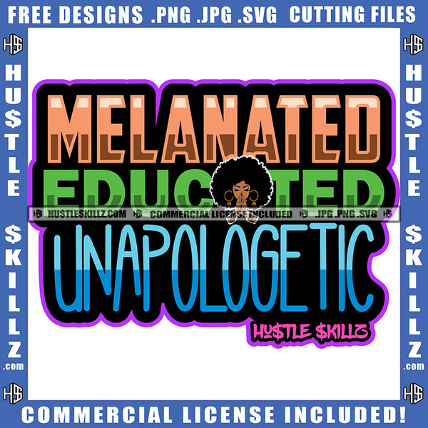 Melanated Educated Unapologetic Black Woman Big Afro Praying In Color Queen Logo Hustle Skillz SVG PNG JPG Vector Cut Files Silhouette Cricut