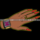 No Time For Drama Black Woman Hand Watch Ring Long Fingernails Body Beauty Jewelry Grind Skillz Logo Hustle Skillz SVG PNG JPG Vector Cut Files Silhouette Cricut