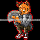 Scarface Gangster Cat Hustler Holding Money Showing Dollar Logo Hustle Skillz SVG PNG JPG Vector Cut Files Silhouette Cricut