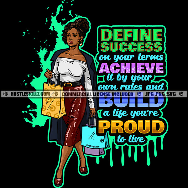 Define Success On Your Terms Life Quotes Melanin Woman Logo Hustle Skillz SVG PNG JPG Vector Cut  Files Silhouette Cricut