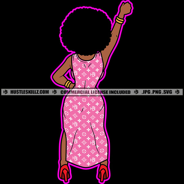 Black Girl Magic African American Lady Woman Fit Figure Matching Outfit Afro Puff Hairstyle Logo Hustle Skillz SVG PNG JPG Vector Cut Files Silhouette Cricut
