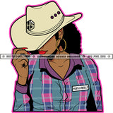 Cowgirl African American Lady Melanin Woman Fit Figure Cowboy Cap Hat Hustler Earring Logo Hustle Skillz SVG PNG JPG Vector Cut Files Silhouette Cricut