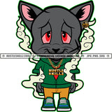 Stoner Scarface Cat Smoking Blunt Cannabis High Life Logo Hustle Skillz SVG PNG JPG Vector Cutting Files Silhouette Cricut
