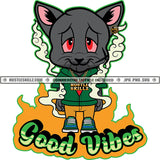 Good Vibes High Life Stoned Cat Smoking Weed Hustle Skillz SVG PNG JPG Vector Cutting Files Silhouette Cricut