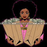 Afro Lola Carrying Bag Full Money Hustler Business Woman Logo Hustle Skillz SVG PNG JPG Vector Cutting Files Silhouette Cricut