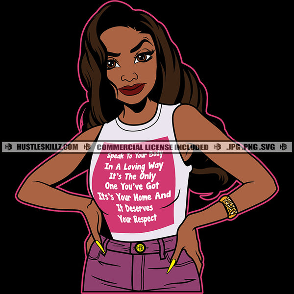 Speak To Your Body In A Loving Way Positive Life Quotes Lola Melanin Logo Hustle Skillz SVG PNG JPG Vector Cut  Files Silhouette Cricut