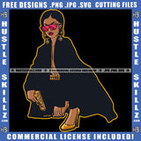 Girl Black Dress Gun Gangster Woman Sunglass Grind Hustle Ghetto Dope Skillz Hustling Hustler Logo Hustle Skillz SVG PNG JPG Vector Cut Files Silhouette Cricut