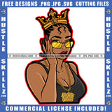 Afro Lola Diva Queen Boss Lady Glasses Black Woman Glamour Ebony Nubian Melanin Logo Hustle Skillz SVG PNG JPG Vector Cut Files Silhouette Cricut