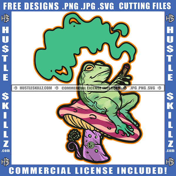 Cute Frog Toad Mushroom Weeds Stems Plant Forest Dripping Abstract Graphic Grind Logo Hustle Skillz SVG PNG JPG Vector Cut Files Silhouette Cricut