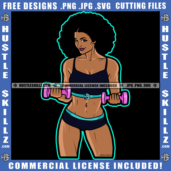 Mama Fitness Woman Silhouette Lift Dumbbells' Workout Gym Arms Exercise Graphic Grind Logo Hustle Skillz SVG PNG JPG Vector Cut Files Silhouette Cricut