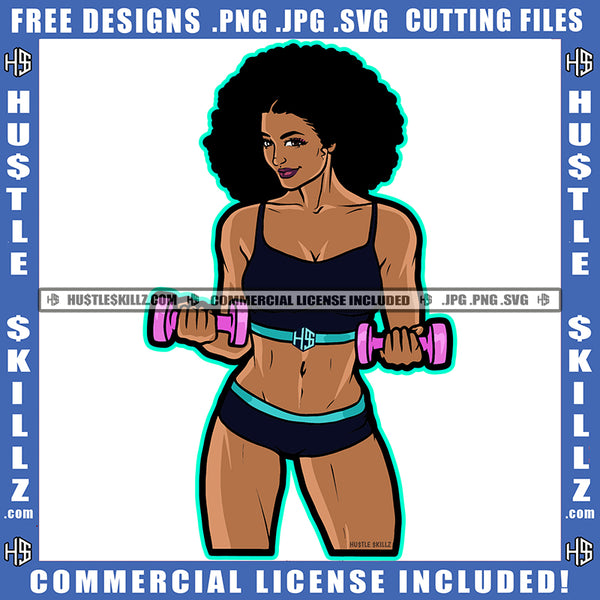 Mama Fitness Woman Silhouette Lift Dumbbells' Workout Gym Arms Exercise Graphic Grind Logo Hustle Skillz SVG PNG JPG Vector Cut Files Silhouette Cricut