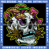 Skull Skeleton Bones Death Abstract Mushrooms Plants Weeds Mouth Open Gangster Grind Cannabis Smoking Blunt Marijuana Weed leaf Logo Hustle Skillz SVG PNG JPG Vector Cut Files Silhouette Cricut