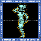 No Pain Gain Lets Get Fit Together Afro Woman SVG African American Ethnicity Puffy Hair Queen Diva Classy Lady Beautiful People Beauty Princess Logo Hustle Skillz SVG PNG JPG Vector Cut Files Silhouette Cricut