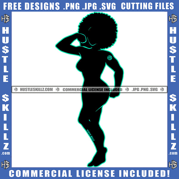 Afro Woman SVG African American Ethnicity Puffy Hair Queen Diva Classy Lady Beautiful People Beauty Princess Logo Hustle Skillz SVG PNG JPG Vector Cut Files Silhouette Cricut