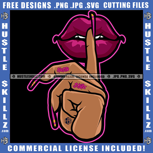 Lips Lipstick Sparkling Makeup Hot Face Beauty Mouth Tongue Girl Logo Hustle Skillz SVG PNG JPG Vector Cut Files Silhouette Cricut