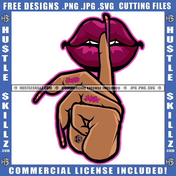 Lips Lipstick Sparkling Makeup Hot Face Beauty Mouth Tongue Girl Logo Hustle Skillz SVG PNG JPG Vector Cut Files Silhouette Cricut