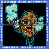 Cookie Smoking Organic Grass Cannabis Smoking Blunt Marijuana Weed leaf Logo Hustle Skillz SVG PNG JPG Vector Cut Files Silhouette Cricut