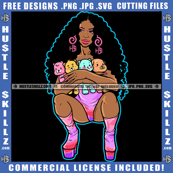 Sexy Melanin Woman Twerking Pink Dress Grind Hustle Grinding Dope Girl Skillz Hustling Hustler Logo Hustle Skillz SVG PNG JPG Vector Cut Files Silhouette Cricut