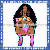 Sexy Melanin Woman Twerking Pink Dress Grind Hustle Grinding Dope Girl Skillz Hustling Hustler Logo Hustle Skillz SVG PNG JPG Vector Cut Files Silhouette Cricut