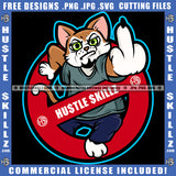 Mean Cat Middle Finger Feline Animal Stop Sign Dripping Drip Glasses Ghetto Hood Logo Hustle Skillz SVG PNG JPG Vector Cut Files Silhouette Cricut