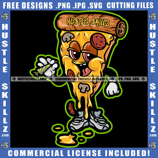 Pizza Smoking Cigarette Joint Blunt Illustration High Logo Smoke Organic New High Cannabis Smoking Blunt Marijuana Weed leaf Logo Hustle Skillz SVG PNG JPG Vector Cut Files Silhouette Cricut