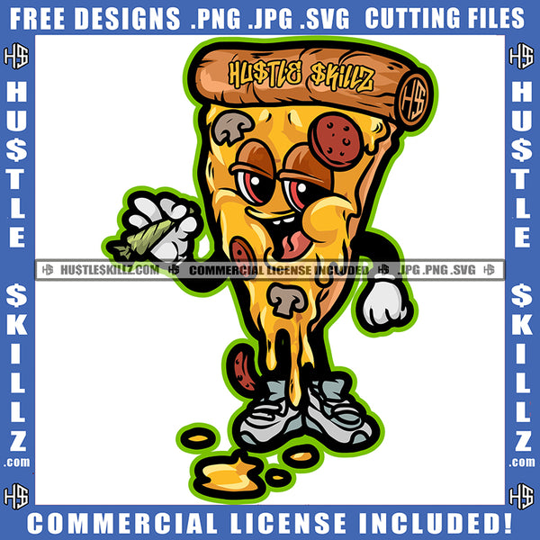 Pizza Smoking Cigarette Joint Blunt Illustration High Logo Smoke Organic New High Cannabis Smoking Blunt Marijuana Weed leaf Logo Hustle Skillz SVG PNG JPG Vector Cut Files Silhouette Cricut