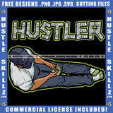 Man Head Down Counting Money Dollars Jeans Dollar Sign Hustler Logo Hustle Skillz SVG PNG JPG Vector Cut Files Silhouette Cricut