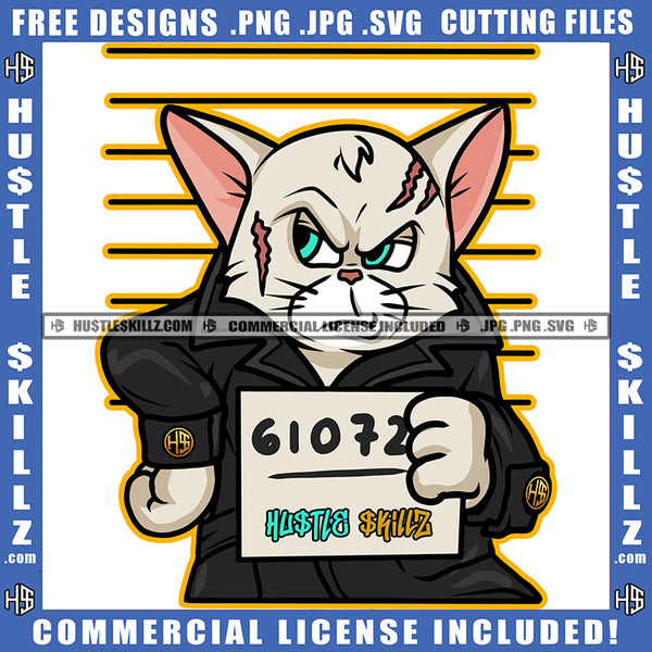 Cat Head Face Feline Sewn Patched Eyes Stitches Icon Graphic Grind Hustler Logo Hustle Skillz SVG PNG JPG Vector Cut Files Silhouette Cricut