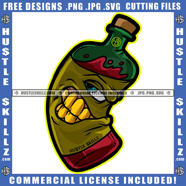 Bottle of Wine Eye Teeth Cubes Cigar Ashtray Smoke Drink Life Logo Hustle Skillz SVG PNG JPG Vector Cut Files Silhouette Cricut