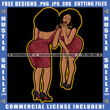 Black Queen Purple Mauve Dress Open Back Sitting On Her Gray Heels Long Hair Logo Hustle Skillz SVG PNG JPG Vector Cut Files Silhouette Cricut