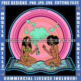 Two Sisters Best Friends Bathing Suits Bikinis Smoking Bong Glass Grind Hustler Cannabis Blunt Marijuana Weed leaf Logo Hustle Skillz SVG PNG JPG Vector Cut Files Silhouette Cricut