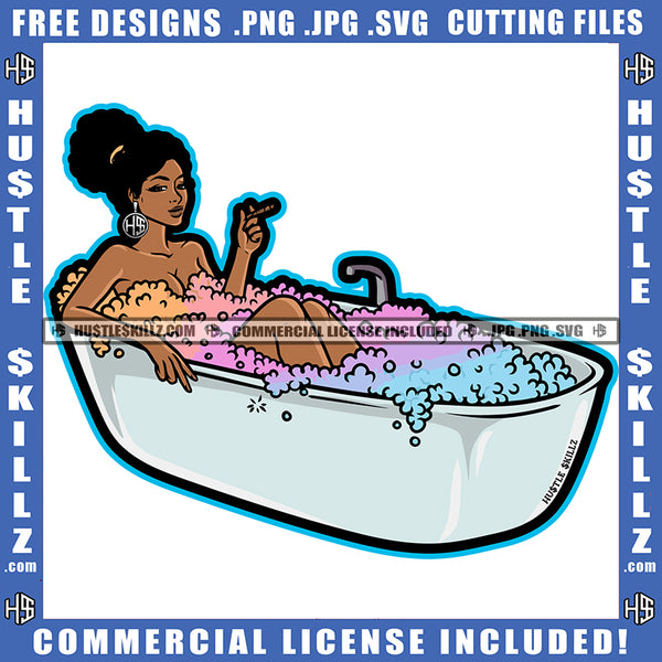 Bath Tub Full Smoking Cannabis Smoking Blunt Marijuana Weed leaf Logo Hustle Skillz SVG PNG JPG Vector Cut Files Silhouette Cricut