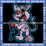 Gangster Cat Dripping Shades Cartoon Icon Grind Hustling Logo Hustle Skillz SVG PNG JPG Vector Cut Files Silhouette Cricut