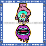 Creepy Mouth Scary One Big Eye Blood Dripping Bleeding Scars Wounds Spooky Logo Hustle Skillz SVG PNG JPG Vector Cut Files Silhouette Cricut