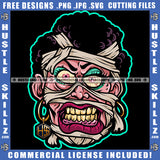 Creepy Head Horror Scary Dripping Spooky Monster Death Logo Hustle Skillz SVG PNG JPG Vector Cut Files Silhouette Cricut