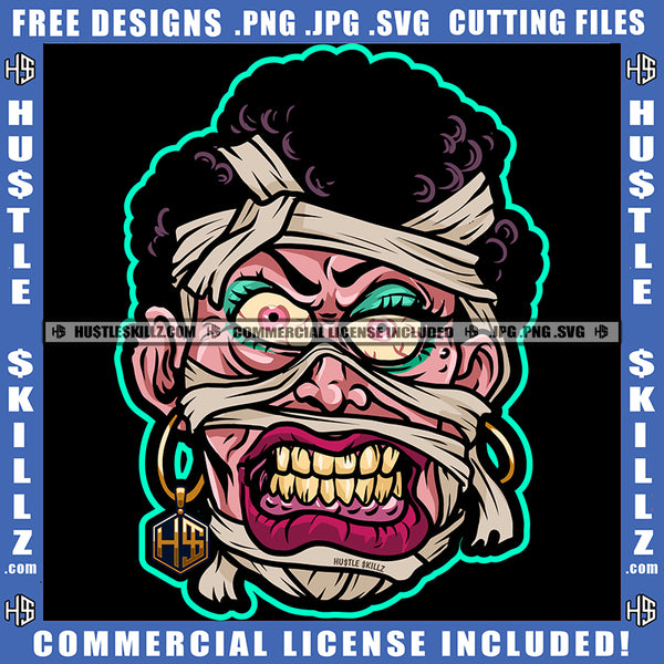 Creepy Head Horror Scary Dripping Spooky Monster Death Logo Hustle Skillz SVG PNG JPG Vector Cut Files Silhouette Cricut