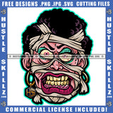 Creepy Head Horror Scary Dripping Spooky Monster Death Logo Hustle Skillz SVG PNG JPG Vector Cut Files Silhouette Cricut