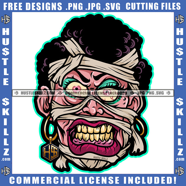 Creepy Head Horror Scary Dripping Spooky Monster Death Logo Hustle Skillz SVG PNG JPG Vector Cut Files Silhouette Cricut