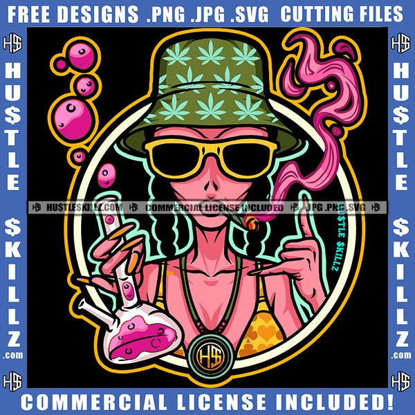 Melanin Woman Female Smoking Joint Weed Blunt Cigar Smoke Splash Breast Hustling Grind Cannabis Smoking Blunt Marijuana Weed leaf Logo Hustle Skillz SVG PNG JPG Vector Cut Files Silhouette Cricut