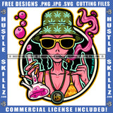 Melanin Woman Female Smoking Joint Weed Blunt Cigar Smoke Splash Breast Hustling Grind Cannabis Smoking Blunt Marijuana Weed leaf Logo Hustle Skillz SVG PNG JPG Vector Cut Files Silhouette Cricut