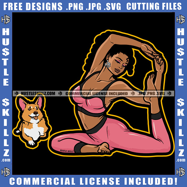 Melanin Woman Meditation Yoga Relaxing Cat Sense Love Peace Relax Logo Hustle Skillz SVG PNG JPG Vector Cut Files Silhouette Cricut