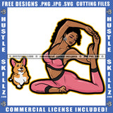 Melanin Woman Meditation Yoga Relaxing Cat Sense Love Peace Relax Logo Hustle Skillz SVG PNG JPG Vector Cut Files Silhouette Cricut