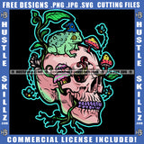 Skull Skeleton Bones Death Abstract Mushrooms Plants Frog Weeds Mouth Open Gangster Grind Logo Hustle Skillz SVG PNG JPG Vector Cut Files Silhouette Cricut