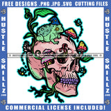 Skull Skeleton Bones Death Abstract Mushrooms Plants Frog Weeds Mouth Open Gangster Grind Logo Hustle Skillz SVG PNG JPG Vector Cut Files Silhouette Cricut