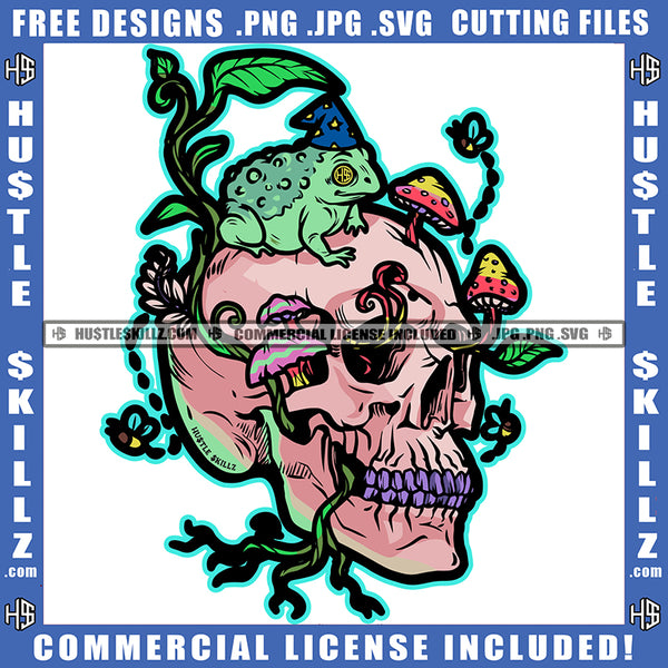 Skull Skeleton Bones Death Abstract Mushrooms Plants Frog Weeds Mouth Open Gangster Grind Logo Hustle Skillz SVG PNG JPG Vector Cut Files Silhouette Cricut